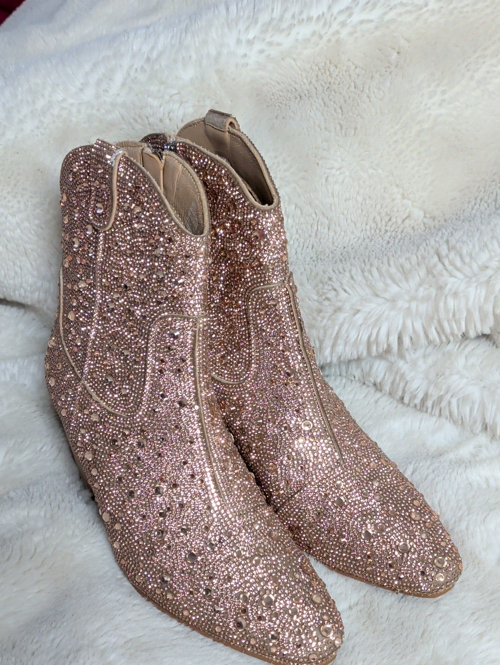 Embellished Rose Gold Women's Ankle Booties‎